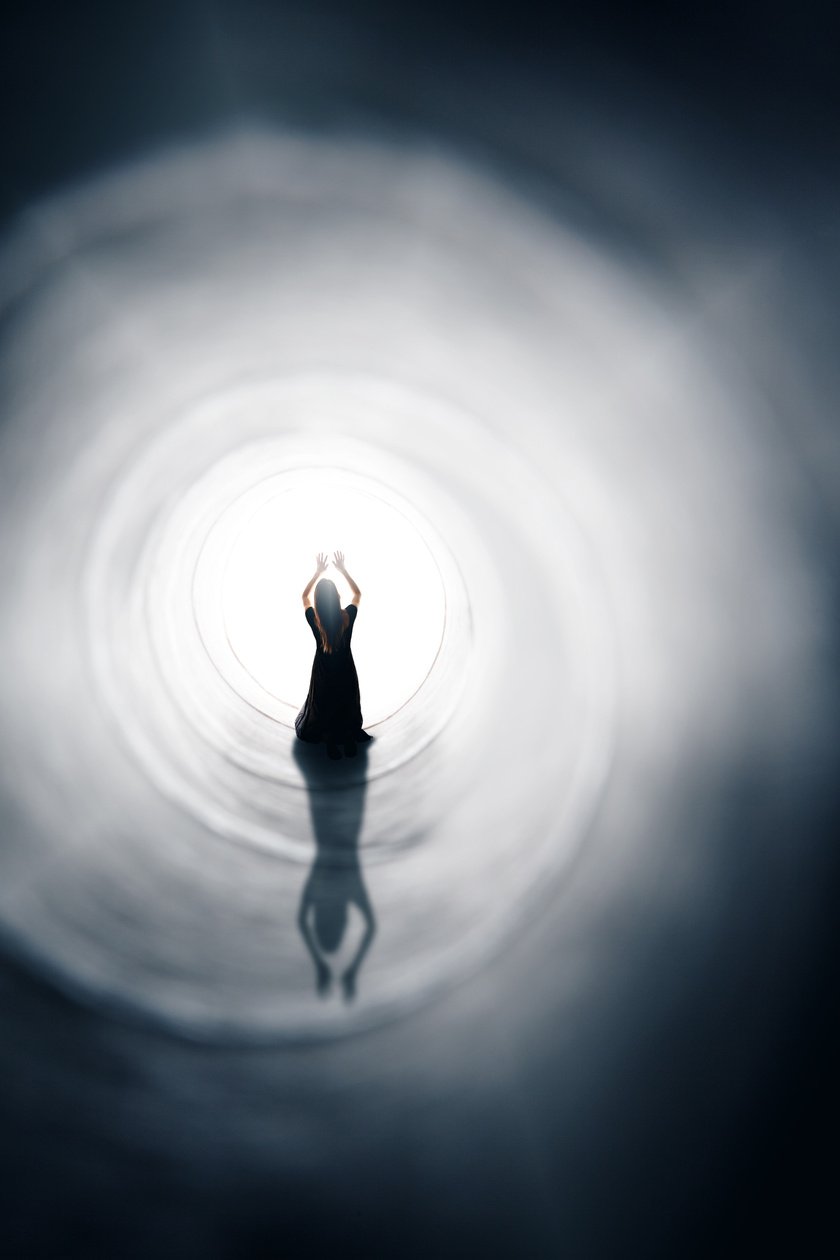Kneeling Woman Having Spiritual Experience